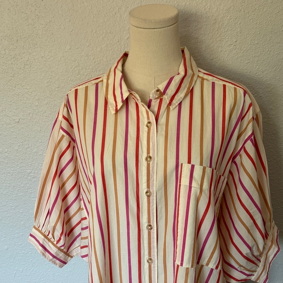 Pilcro Painter Button Down Striped Shirt Oversized size Medium - Picture 6 of 16